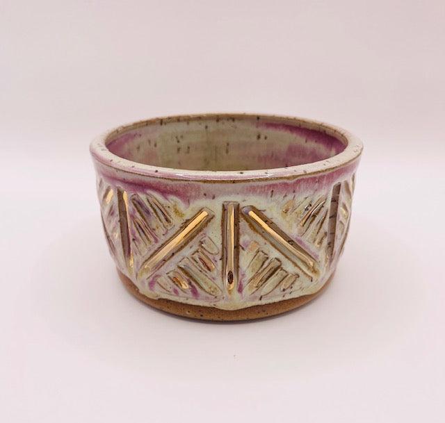 Small Carved Bowl with Gold