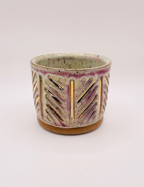 Carved  Raspberry Tumbler with Gold