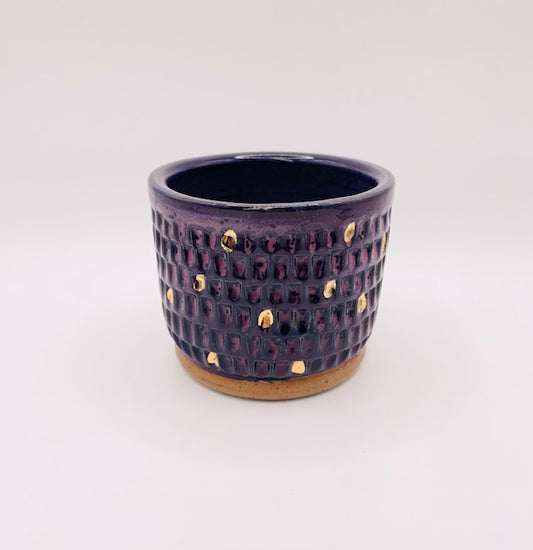 Carved Plum Tumbler with Gold